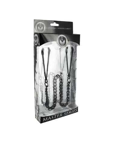 Image des pinces à tétons Tweezer Nipple Clamps Reign Noir par XR Brands pour BDSM-2