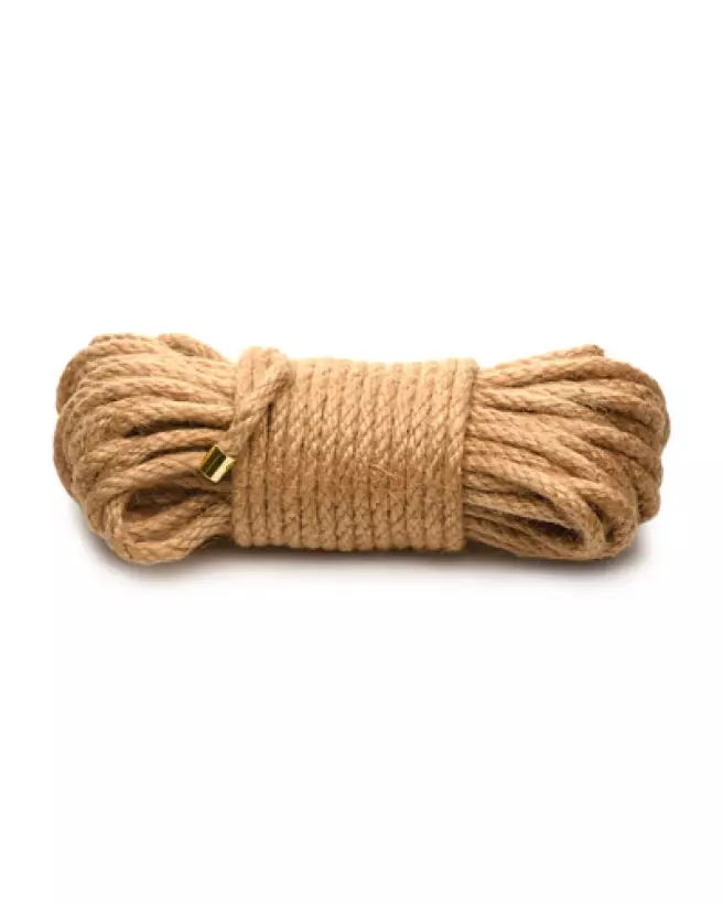 Image de corde Shibari en jute tressé de XR Brands, idéale pour bondage de qualité-1