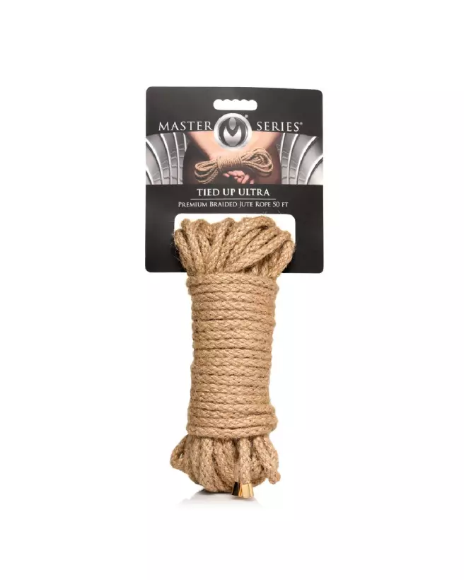 Image de corde Shibari en jute tressé de XR Brands, idéale pour bondage de qualité-3