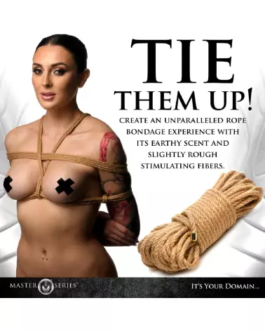 Image de corde Shibari en jute tressé de XR Brands, idéale pour bondage de qualité-5