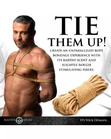 Image de corde Shibari en jute tressé de XR Brands, idéale pour bondage de qualité-6