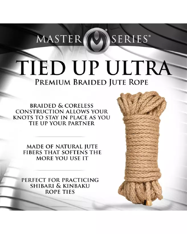 Image de corde Shibari en jute tressé de XR Brands, idéale pour bondage de qualité-7