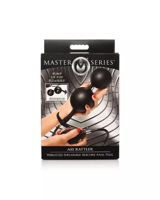 Plug anal gonflable Ass Rattler XR Brands en silicone noir-3