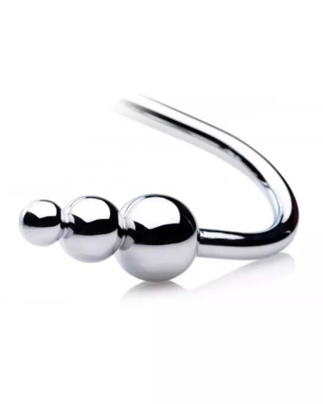 Crochet anal avec perles en acier de XR Brands pour stimulation BDSM-1