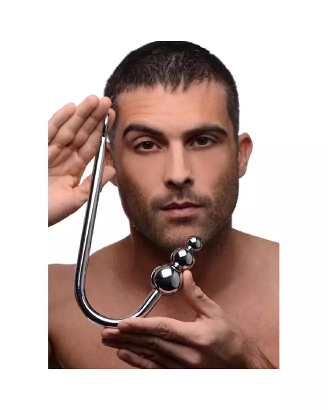 Crochet anal avec perles en acier de XR Brands pour stimulation BDSM-6