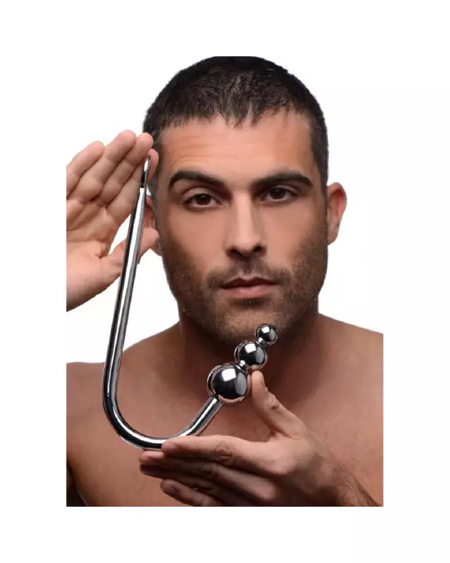 Crochet anal avec perles en acier de XR Brands pour stimulation BDSM-7