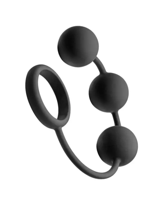 Cockring en silicone avec balles pondérées XR Brands pour stimulation anale-1