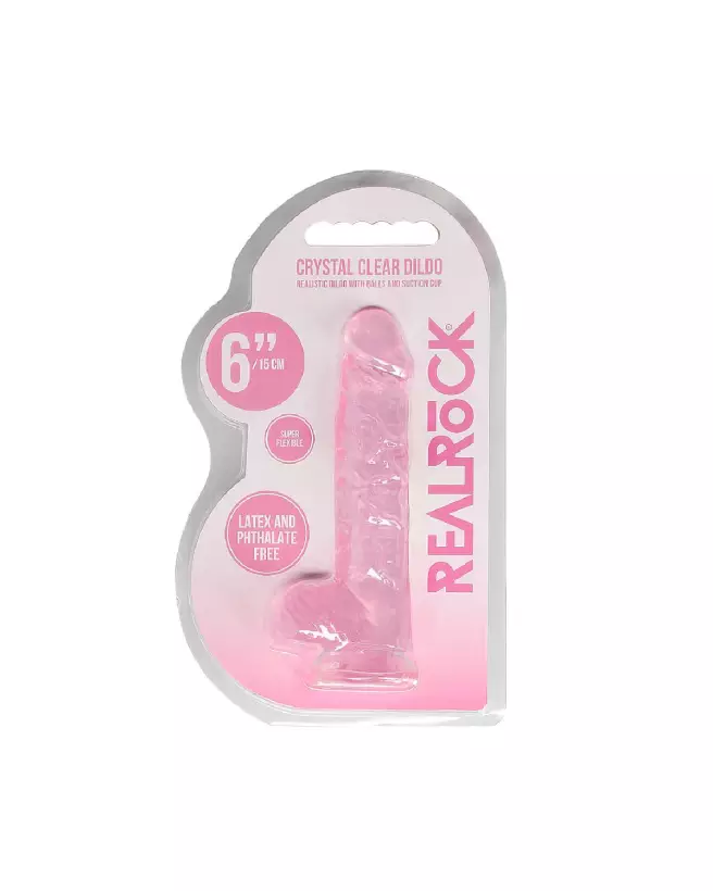 Dildo réaliste avec testicules RealRock by Shots en Jelly de 15 cm-2