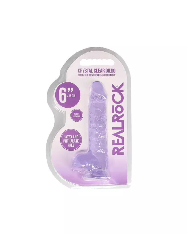 Dildo réaliste avec testicules RealRock by Shots en Jelly, sensation naturelle et détaillée-2