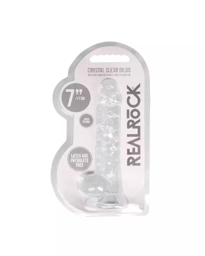 Image Dildo Réaliste Jelly 18 cm avec Testicules - RealRock by Shots-2