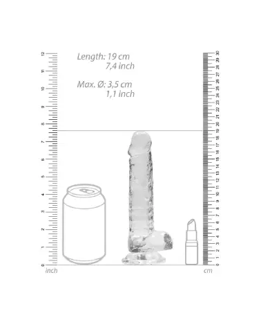 Image Dildo Réaliste Jelly 18 cm avec Testicules - RealRock by Shots-6