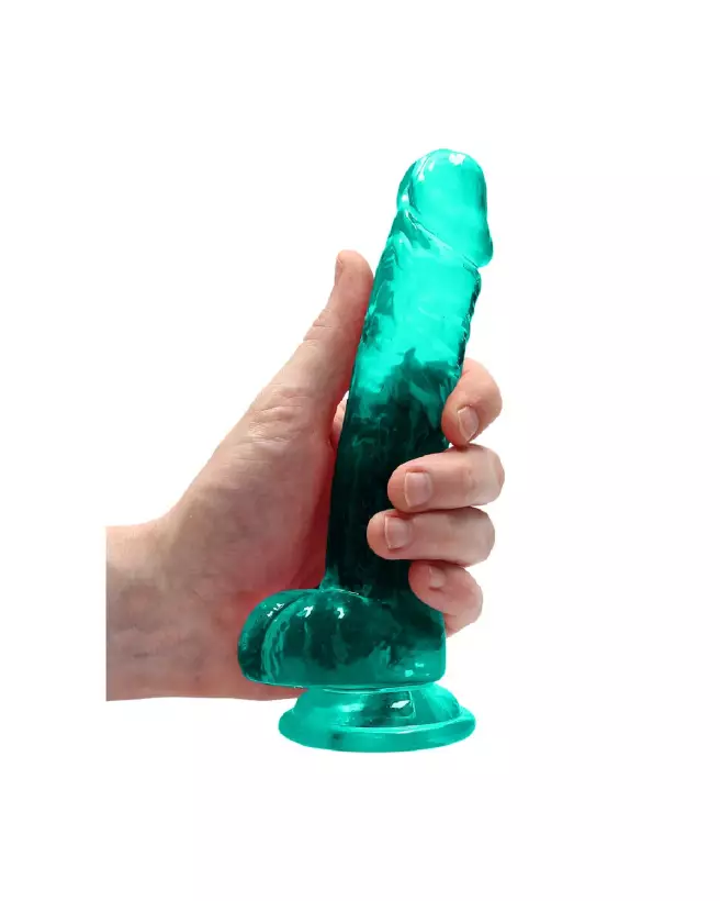 Dildo réaliste Jelly avec testicules RealRock by Shots 17 cm-7