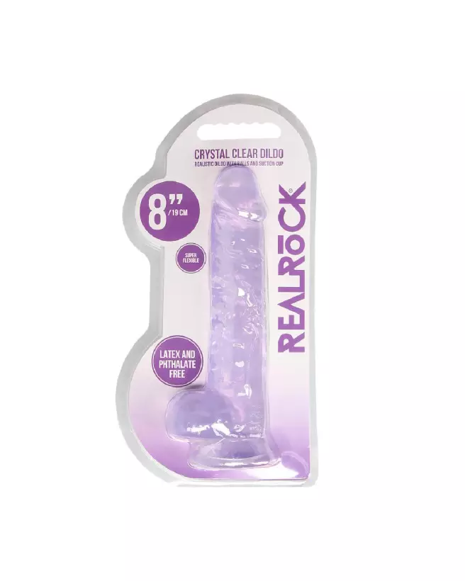 Dildo réaliste RealRock by Shots avec testicules et ventouse, 21 cm en silicone Jelly-2