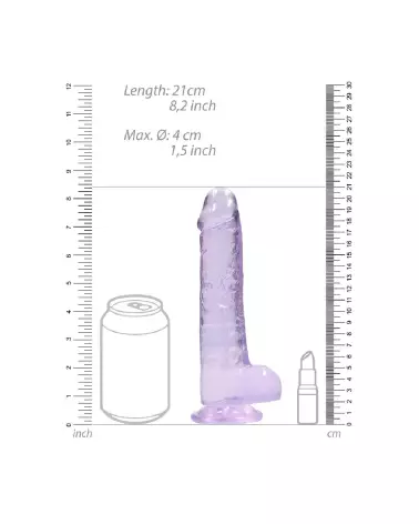 Dildo réaliste RealRock by Shots avec testicules et ventouse, 21 cm en silicone Jelly-6
