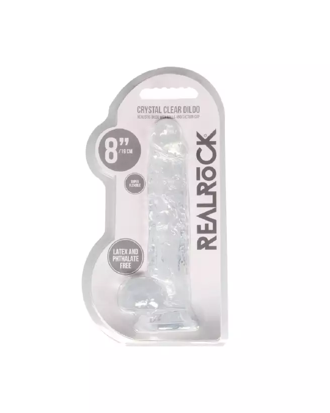 Dildo réaliste RealRock by Shots avec testicules en jelly 21 cm-2