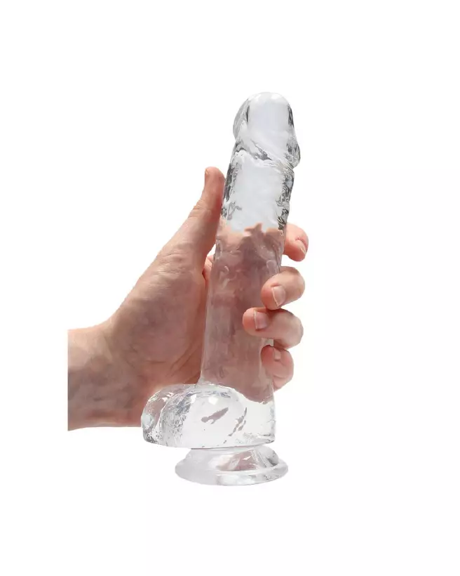 Dildo réaliste RealRock by Shots avec testicules en jelly 21 cm-7