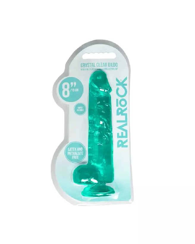 Dildo réaliste avec testicules RealRock by Shots en gelée 21 cm-2