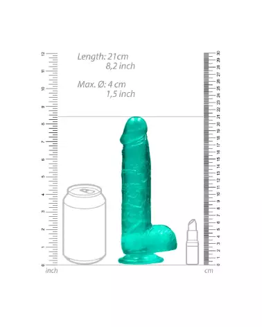 Dildo réaliste avec testicules RealRock by Shots en gelée 21 cm-6