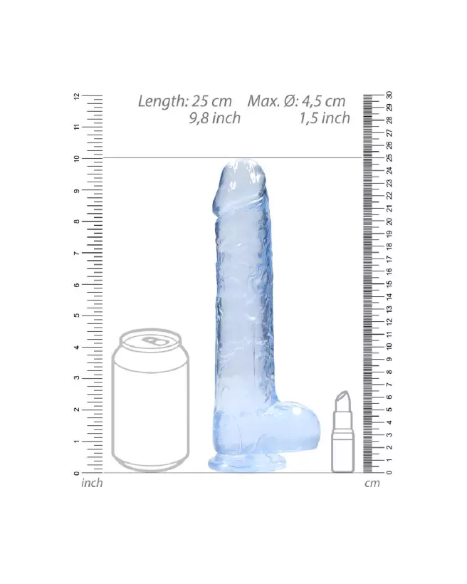 Dildo réaliste avec testicules RealRock by Shots en jelly, 22 cm-6
