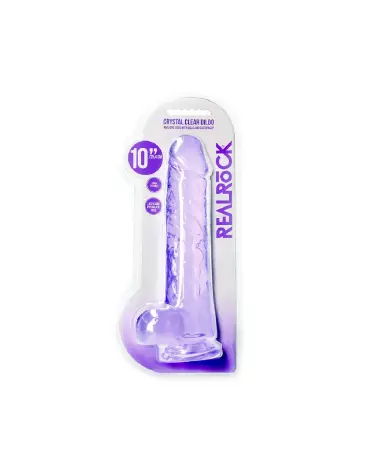 Dildo réaliste Jelly RealRock avec testicules et ventouse, 10 pouces / 25.4 cm-2