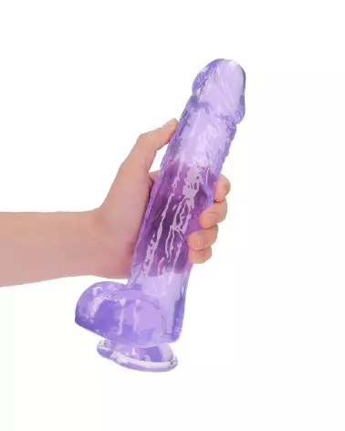Dildo réaliste Jelly RealRock avec testicules et ventouse, 10 pouces / 25.4 cm-7