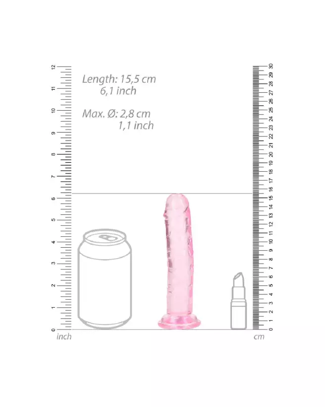 Dildo réaliste Straight Realistic avec ventouse de RealRock by Shots en jelly de 6 pouces-6