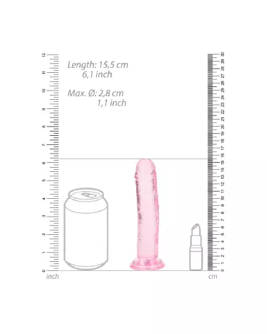 Dildo réaliste Straight Realistic avec ventouse de RealRock by Shots en jelly de 6 pouces-6