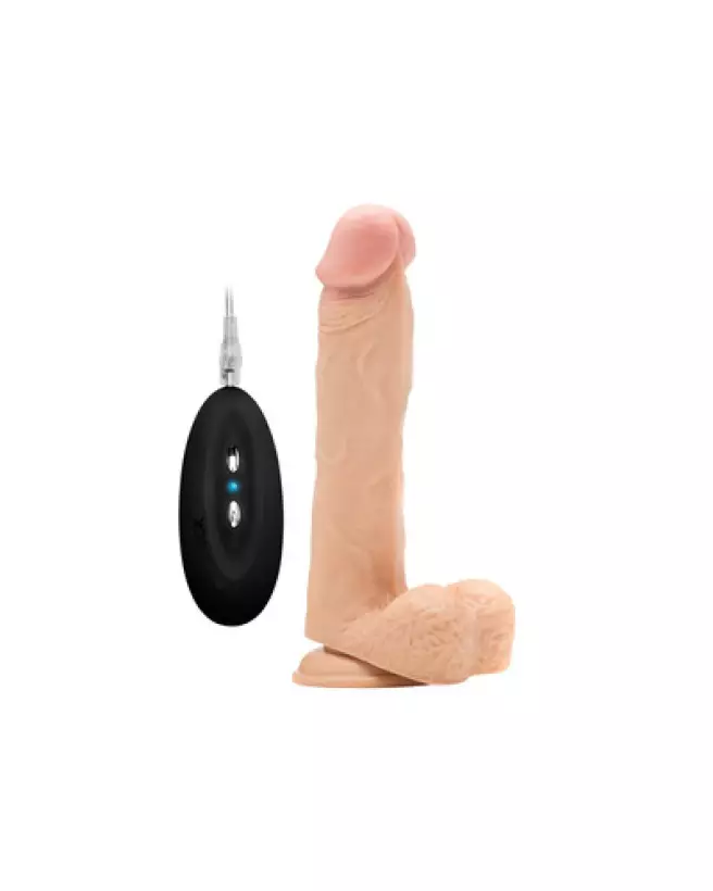Vibrating Realistic Cock 9 Inch by RealRock with Scrotum, Premium Realistic Dildo-1