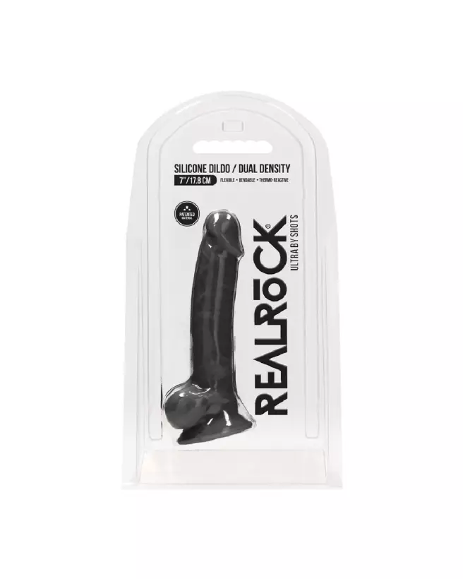 Dildo réaliste en silicone avec testicules RealRock by Shots 18 cm-2