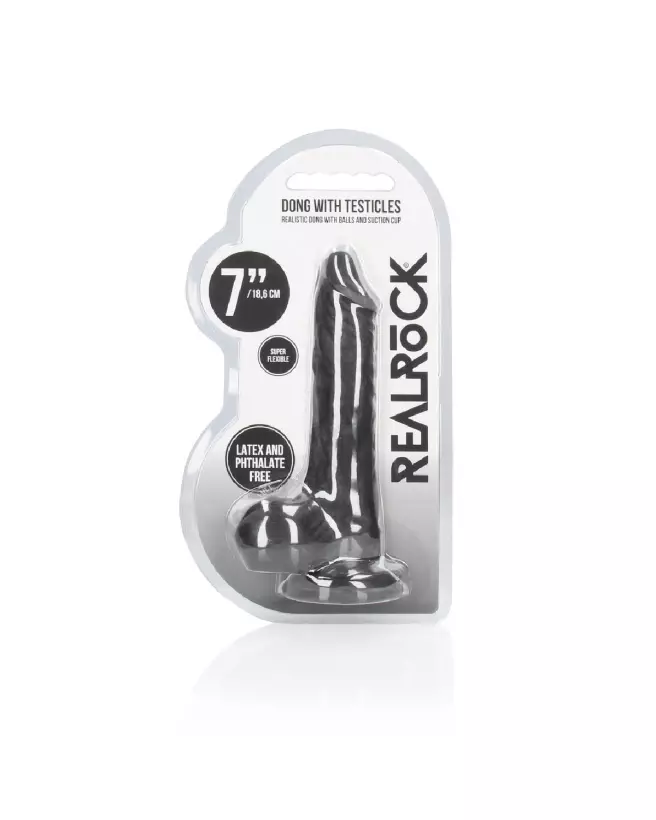 Image du Dong Réaliste avec Testicules RealRock by Shots, Sextoy Veiné 17cm-2