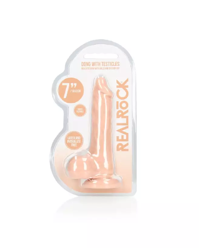 Dong réaliste avec testicules 7 pouces RealRock by Shots en silicone-2