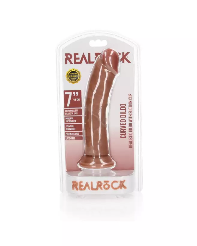 Dildo réaliste courbé RealRock avec ventouse pour fixation stable et plaisir intense-2