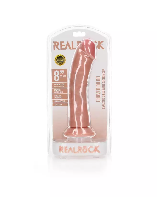 Dildo réaliste courbé RealRock avec ventouse pour plaisir intense-2