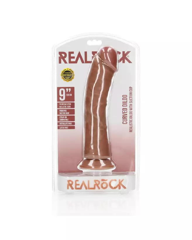 Dildo réaliste courbé 9 pouces RealRock avec ventouse-2