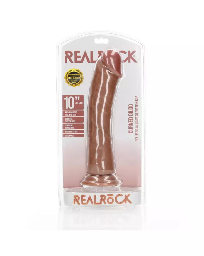 Image de Dildo Réaliste Courbé 25.5 cm avec Ventouse de RealRock by Shots-2