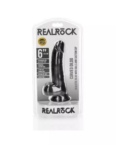 Dildo réaliste courbé RealRock avec ventouse et testicules-2