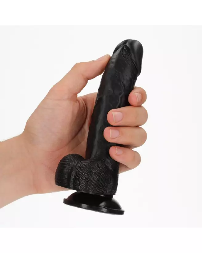 Dildo réaliste courbé RealRock avec ventouse et testicules-7