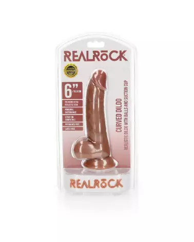 Dildo réaliste courbé RealRock avec ventouse et testicules pour stimulation intense-2