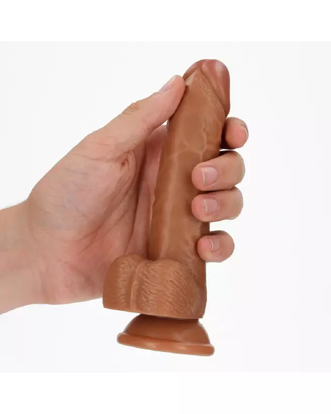 Dildo réaliste courbé RealRock avec ventouse et testicules pour stimulation intense-7