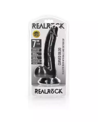 Dildo réaliste courbé RealRock avec ventouse et testicules 18 cm-2