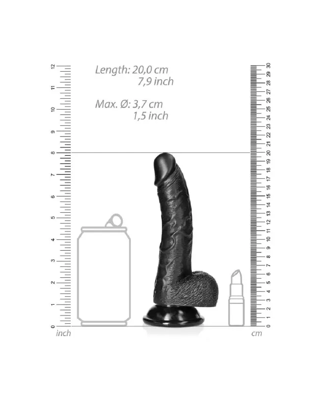 Dildo réaliste courbé RealRock avec ventouse et testicules 18 cm-6