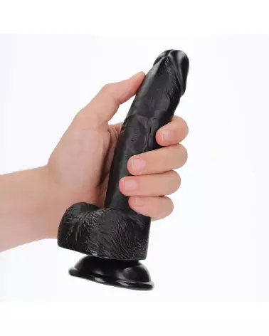 Dildo réaliste courbé RealRock avec ventouse et testicules 18 cm-7