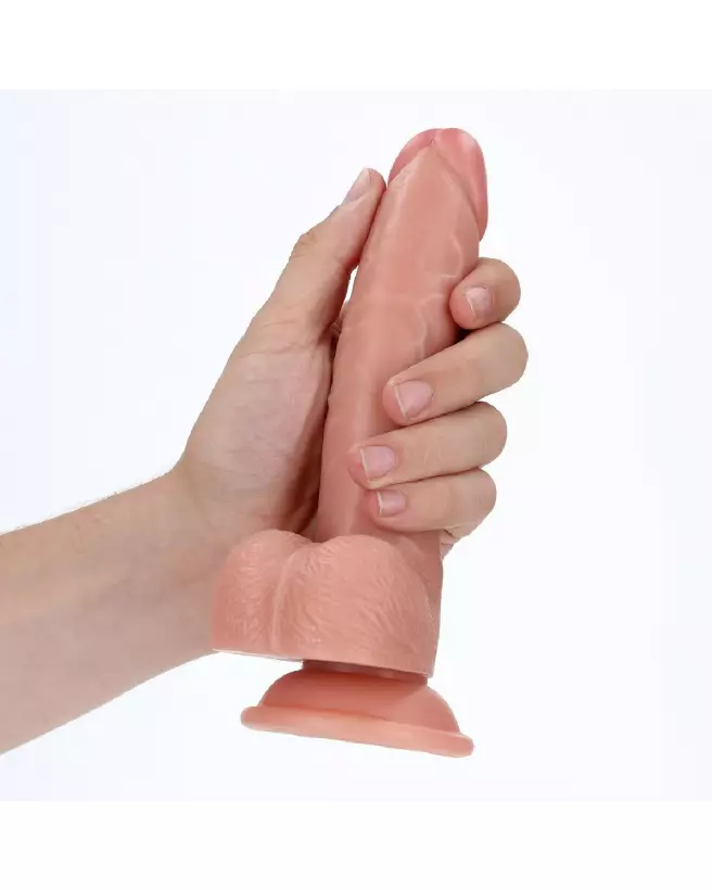 Dildo réaliste courbé RealRock avec ventouse et testicules-7