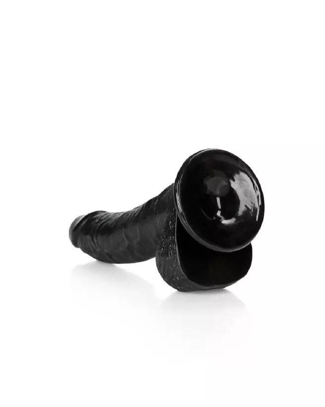 Dildo réaliste courbé RealRock avec ventouse et testicules pour une expérience authentique et complète-5