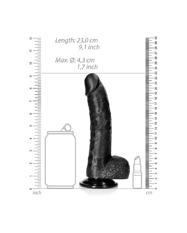 Dildo réaliste courbé RealRock avec ventouse et testicules pour une expérience authentique et complète-6