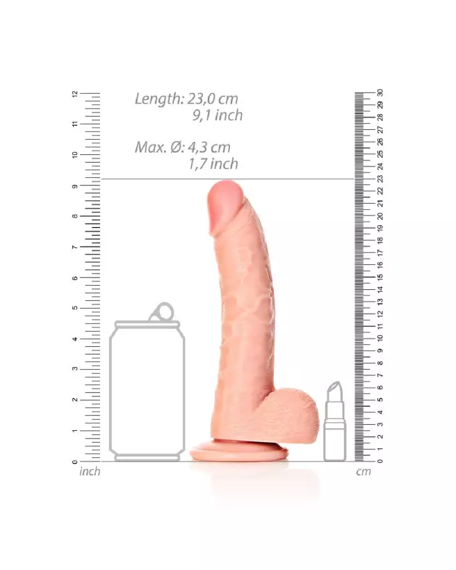 Dildo réaliste courbé RealRock avec ventouse et testicules pour stimulation intense-6