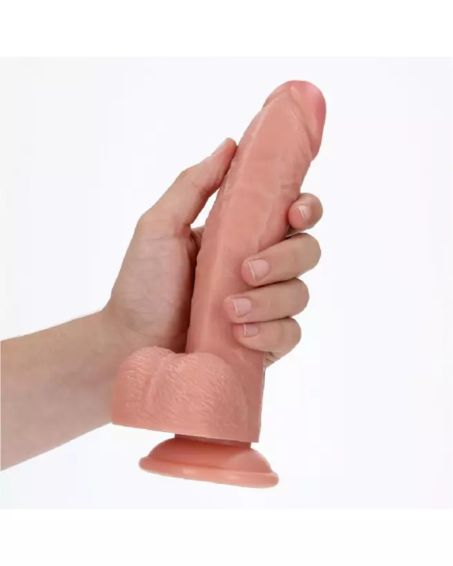 Dildo réaliste courbé RealRock avec ventouse et testicules pour stimulation intense-7