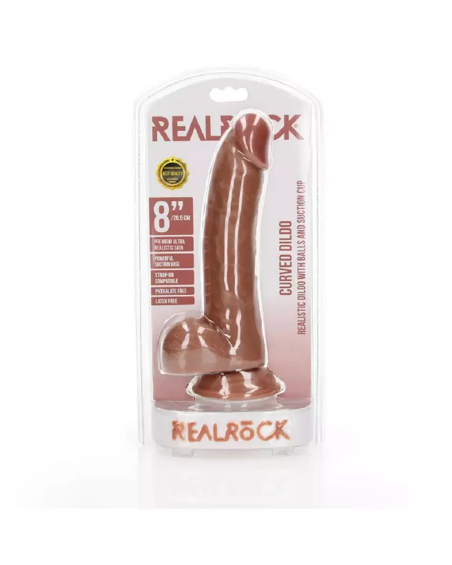Dildo réaliste courbé RealRock avec ventouse et testicules pour expérience immersive-2