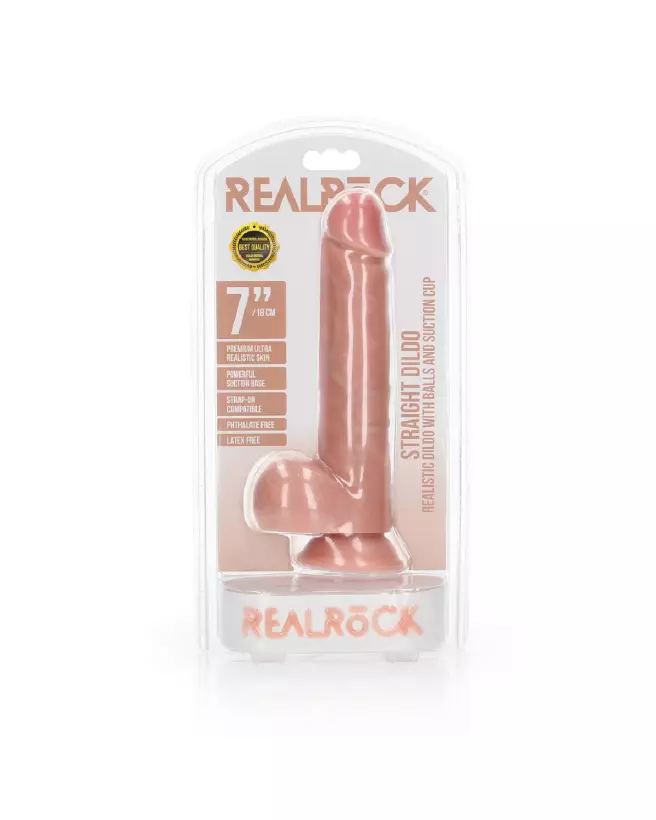Image du dildo réaliste avec ventouse et testicules de RealRock by Shots - 18 cm-2