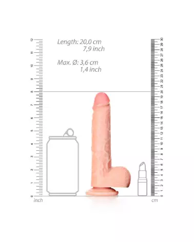 Image du dildo réaliste avec ventouse et testicules de RealRock by Shots - 18 cm-6